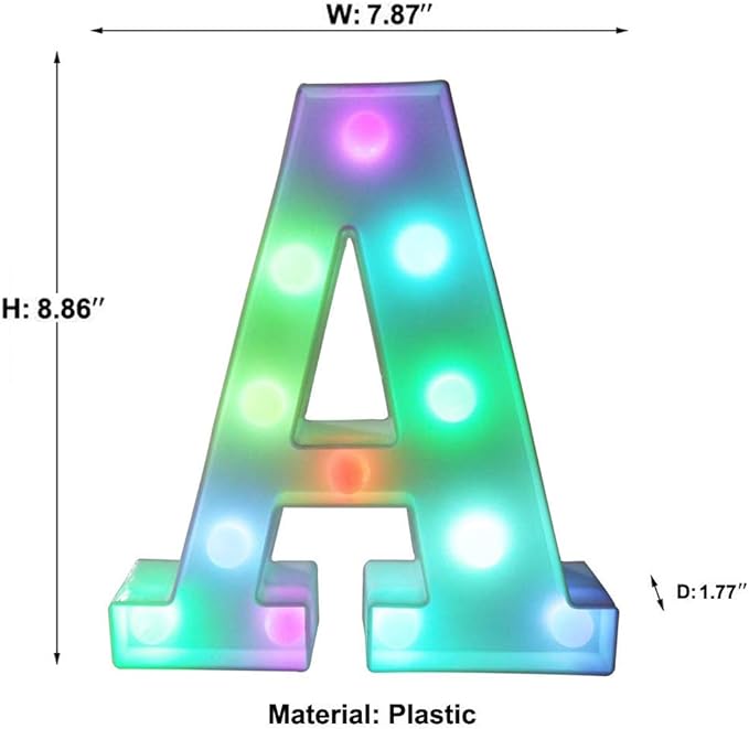 Pooqla Colorful LED marquee letter lights with Remote – light Up Signs – Party Bar Decorations for The Home - Multicolor A
