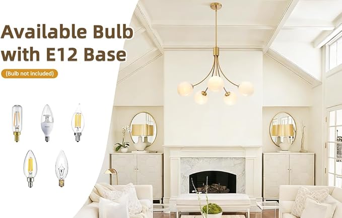 Bubble Chandelier, Modern Sputnik Dining Room 5-Light Chandelier with Gold Finish and Glass Globes for Kitchen Bedroom Foyer and Living Room