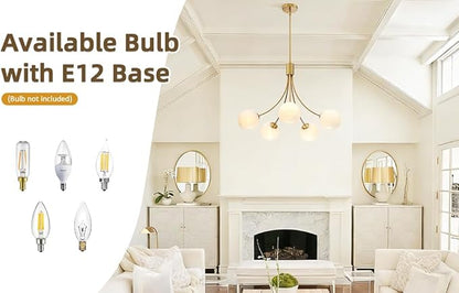 Bubble Chandelier, Modern Sputnik Dining Room 5-Light Chandelier with Gold Finish and Glass Globes for Kitchen Bedroom Foyer and Living Room