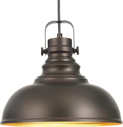 Industrial Pendant Light Fixture, Farmhouse Decor Adjustable Metal Hanging Lamp, Vintage Pendant Lighting for Kitchen Restaurant Dining Room Cafe, E26 Base Black 1 Pack