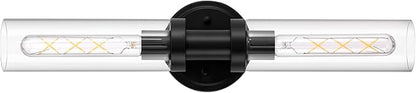 SANTOSTOCK Black Sconces Wall Lighting, Bathroom 2-Light Vanity Light W/Clear Glass Shade, Modern Wall Mounted Lights for Mirror, Makeup Vanity, Kitchen, Washroom, Hallway, E26 T10 Bulbs(Excluded)