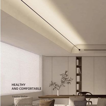 DIY Length Ceiling Light Steel Skylight Strip Linear Wall Lamp Skyline For Home Decoration Bar Villa Aisle LED Light Cutting Slim Wall Sconce 360 Degree Ceiling Floor Lighting,4000K Black 315Inch