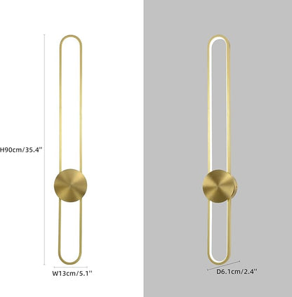 JAYMP Modern Wall Sconce 4000K Dimmable LED Wall Light Fixture, Hardwired Wall Lamp for Living Room, Dining Room, Bedroom, Hallway, Lobby, Entryway, 1 Pack (Brushed Gold, H90cm/35.4inch)