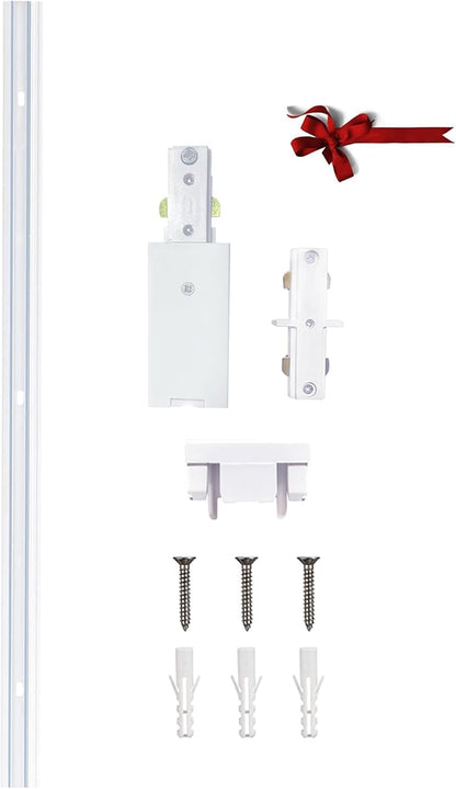 H Type Track Lighting Rails 1PCS 120V Single Circuit 3-Wire White Track Rail 3.28FT with Extra 1 I Connector and Wall Anchors, Made of Aluminum and Strength Guarantee (White)
