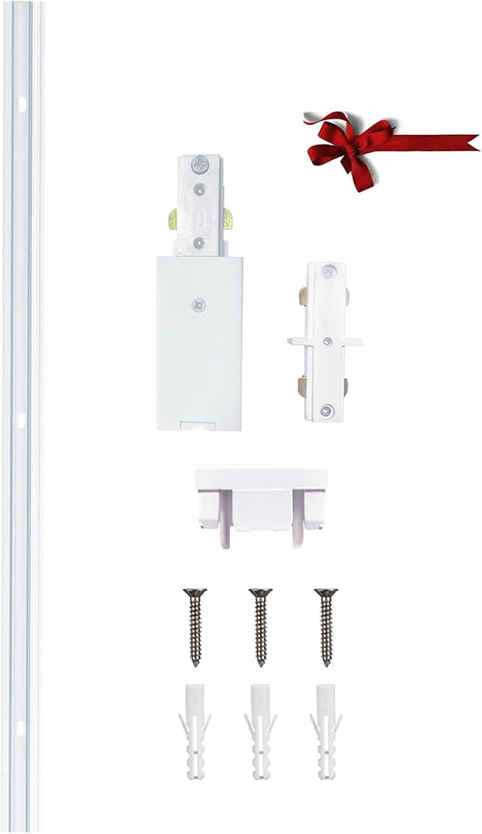 H Type Track Lighting Rails 1PCS 120V Single Circuit 3-Wire White Track Rail 3.28FT with Extra 1 I Connector and Wall Anchors, Made of Aluminum and Strength Guarantee (White)