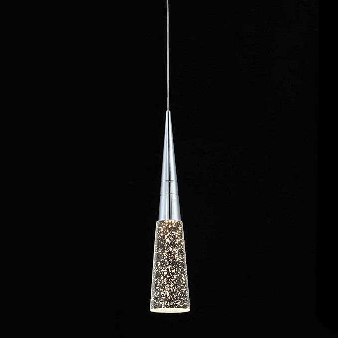 JoollySun Modern Crystal Pendant Light: Chrome Mini Cone Ceiling Hanging Lights for Kitchen Island Bathroom