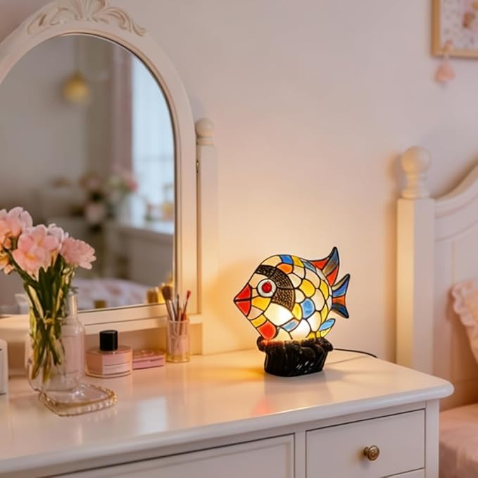 Fish Lamp Home Decor, Ocean Decorations Resin Colorful Fish Table Lamps for Bedroom Living Room Nursery Office, Whimsical Animal Desk Lamp, Birthday Gifts for Girl Mother Grandmother Woman.