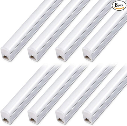 8 Pack LED Shop Light 4ft, 20W 2200lm 6500K (Super Bright White), T5 Integrated Fixture with Linkable Shop Light, Corded Electric with Built-in ON/Off Switch