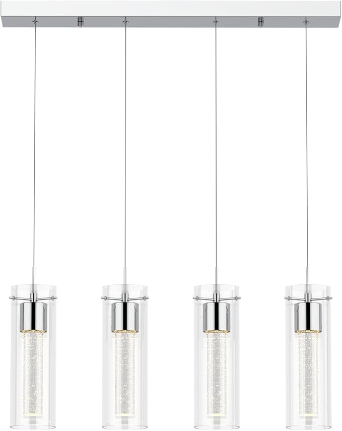 Tawson Alice 4-Light Chandelier Pendant Ceiling Light, Integrated Led and Bubble Glass, for Kitchen Island, Hallway, Entryway, Passway, Dining Room, Bedroom, Balcony, Living Room