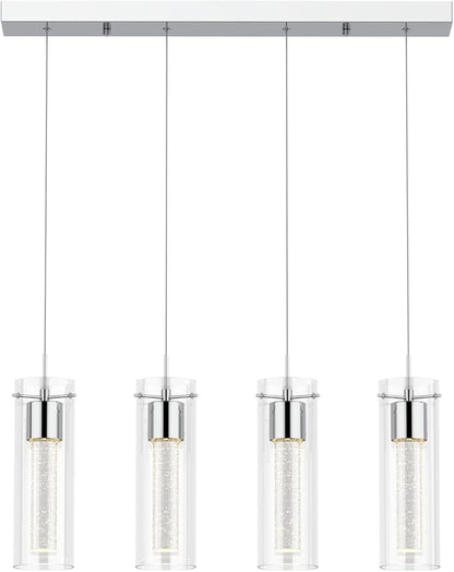 Tawson Alice 4-Light Chandelier Pendant Ceiling Light, Integrated Led and Bubble Glass, for Kitchen Island, Hallway, Entryway, Passway, Dining Room, Bedroom, Balcony, Living Room