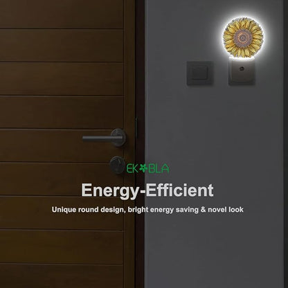 EKOBLA Sunflower Plug-in Night Light, Boho Yellow Floral LED Nightlight with Dusk to Dawn Sensor, Gift for Women, Mom & Grandma