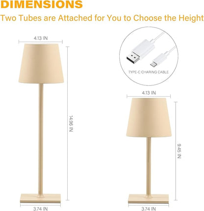CHLORANTHUS 2 Pack Cordless Table Lamps, 3 Colors Stepless Dimming, 5000mAh Rechargeable Battery LED Desk Lamp for Bedroom/Couple Dinner/Desk/Cafe/Dining Room/Terrace