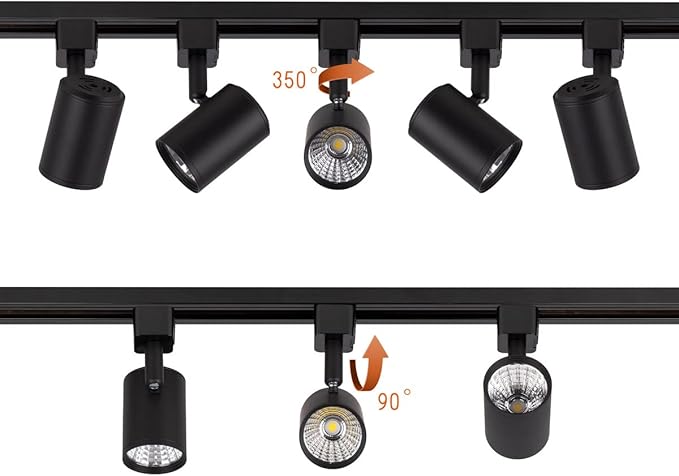 mirrea LED Track Lighting Heads Compatible with Single Circuit J Type Rail Ceiling Spotlight for Accent Task Wall Art Exhibition Lighting 6.5W 4000K Neutral White 24° Black Painted Pack of 12