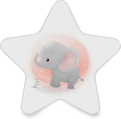 Cute Baby Elephant Plug in LED Night Light Lamp with Dusk to Dawn Sensor for Hallway, Kitchen, Bathroom, Bedroom - Star Shaped Decor