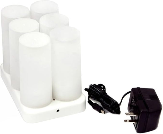 CD-RC-6ST-A Rechargeable LED Electric Candles, Flameless Flickering Tea Lights, Set of 6, Amber Color