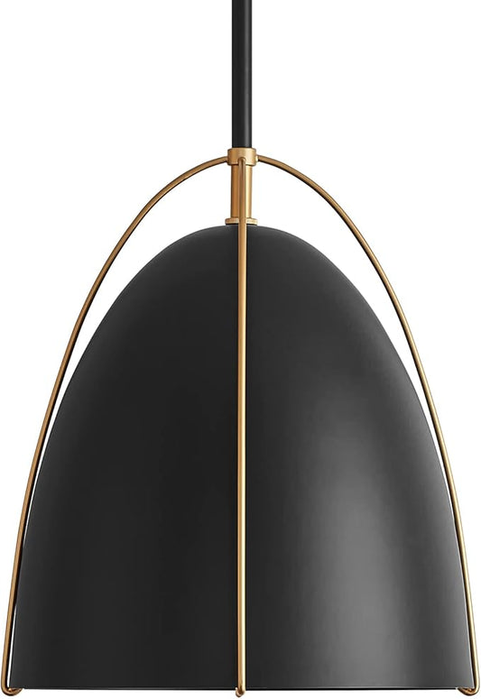 Black Dome Pendant Light 10in Kitchen Island Pendant Lighting Modern Black & Gold Ceiling Pendant Light Fixture for Kitchen Sink Dining Room, E26