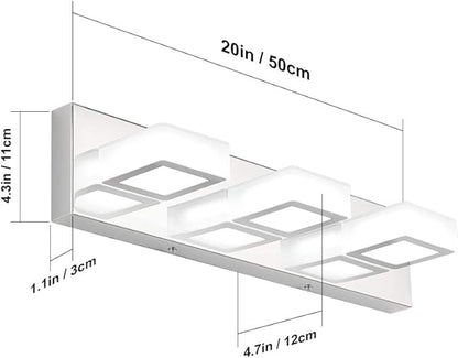 Ralbay Modern LED Chrome Vanity Light Acrylic Stainless Steel for Bathroom Vanity Lighting Fixtures Cool White 6000K