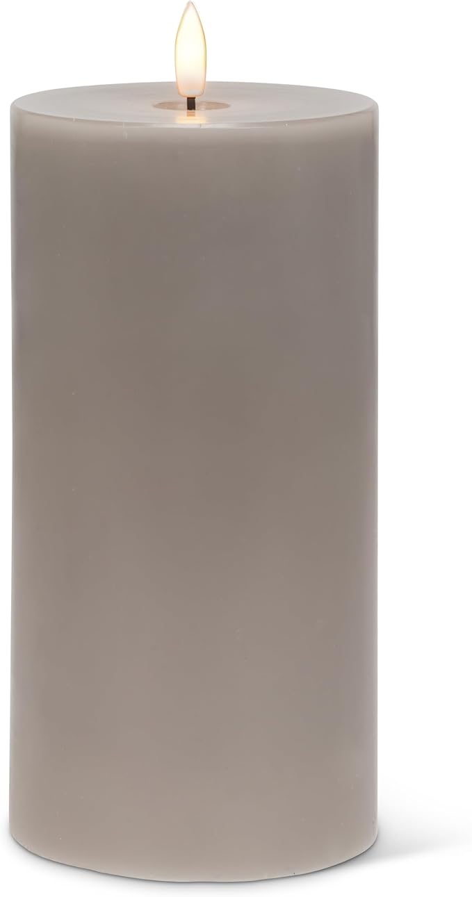 Abbott Collection Wax LED Flameless Pillar Candle - Gray (4x8 H)