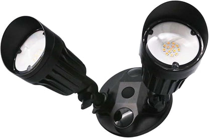 LED Black 2-Light Bullet Flood Light- 3000K Adjustable Dual Head Hardwired Outdoor Security Light, Waterproof Spot Light for Yard, Patio, Garden, Garage, Landscape & Exterior Walls