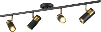 4 Lights Matte Black Track Lighting, Modern Flush Mount Ceiling Light, Modern Ceiling Spot Light for Bedroom Living Room Kitchen Island