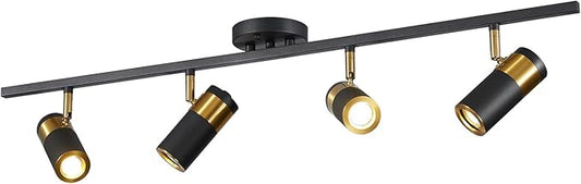 4 Lights Matte Black Track Lighting, Modern Flush Mount Ceiling Light, Modern Ceiling Spot Light for Bedroom Living Room Kitchen Island