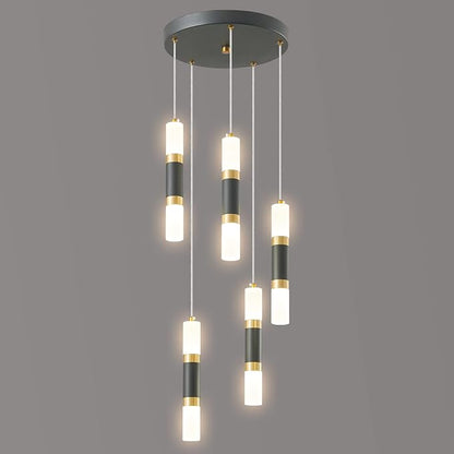 5-Light Modern Pendant Light Kitchen Island Light Fixture Dimmable LED Black Mini Pendant Lights Dinning Room Kitchen Black Gold Pendant Lighting