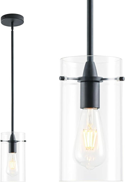 Modern Pendant Lights Kitchen Island, Adjustable Hanging Glass Pendant Light Fixtures, Matte Black Pendant Lights Kitchen Island, Kitchen Pendant Lighting Over Island