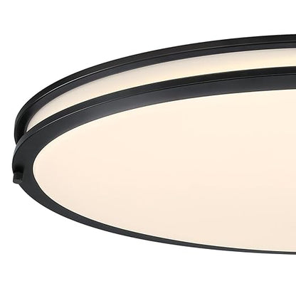 Westinghouse Lighting Lauderdale Transitional Contemporary One-Light, 33 Inch 40 Watt LED Indoor Flush Mount Fixture with Color Temperature Selection, Matte Black Finish, Frosted Acrylic Shade
