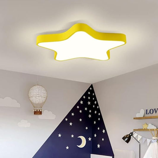 LED Ceiling Light Fixture, Modern Pentagram Recessed Ceiling Lights, 3000K-6000K Dimmable Light, Close to Lighting Flush Mount Living Room Pendant Lamps (Yellow, 12inch)