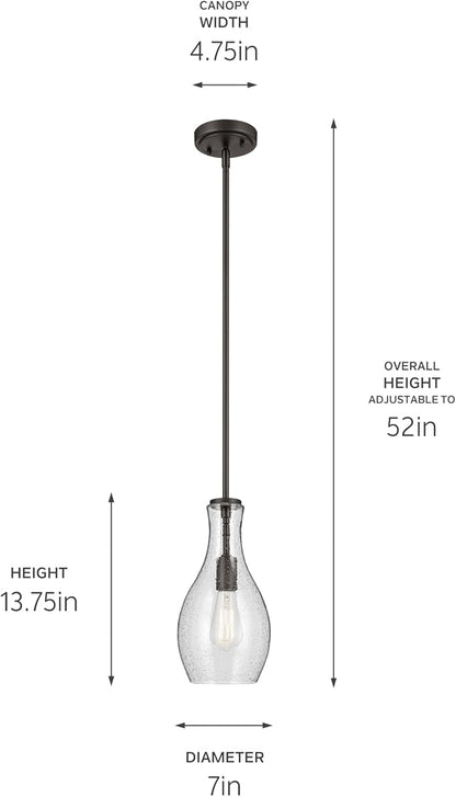 Kichler Joelson 3-Light Convertible Pendant Light Fixture with Satin Etched Cased Opal and Clear Glass Accent in Olde Bronze for Kitchen Island Dining Room (17.75" x 16.75"), 42456CHCS