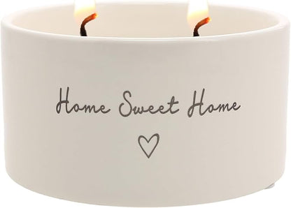 Pavilion Gift Company - Home Sweet Home - 10 oz Soy Wax Ceramic Vessel Candle Housewarming Apartment-Warming Gift Present Neutral Home Decor