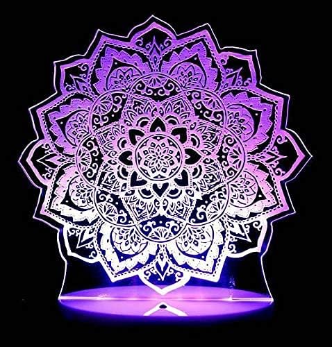 3D Lotus Flower Night Light Lamp Illusion 16 Color Changing Table Desk Decoration Lamps Gift with Acrylic Flat ABS Base USB Cable Toy