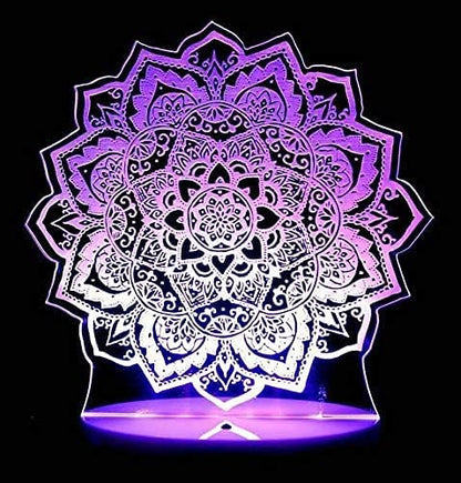 3D Lotus Flower Night Light Lamp Illusion 16 Color Changing Table Desk Decoration Lamps Gift with Acrylic Flat ABS Base USB Cable Toy