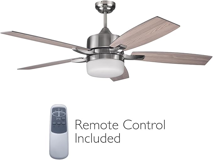 Design House 156621-BN Grayson 52-inch Five Blade Contemporary Indoor Ceiling Fan with LED Light Kit and Remote Control, Brushed Nickel