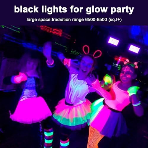 Black Lights 600W LED Flood Light with Plug(6ft Cable), IP66 Waterproof Black Lights for Party, Stage Lighting, Aquarium, Body Painting, Halloween, Neon Glow in The Dark (2 Pack)