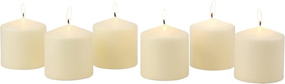 Stonebriar Unscented Pillar Candles – 18 Hour Burn Time, Long-Lasting Wax Candles for Weddings, Holidays, Home Décor & Special Events, Pack of 6, Ivory, 3" x 3"