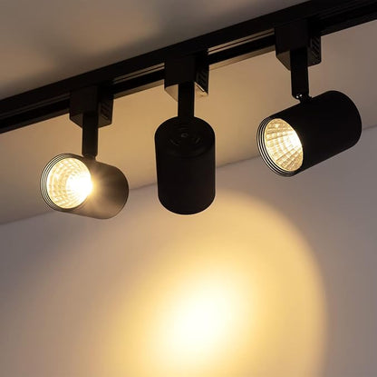 mirrea LED Track Lighting Heads Compatible with Single Circuit J Type Rail Ceiling Spotlight for Accent Task Wall Art Exhibition Lighting 6.5W 3000K Warm White 24° Black Painted Pack of 12