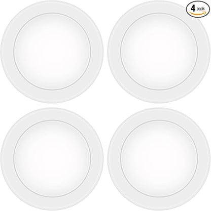 4 Pack 6 Inch LED Disk Light, Dimmable Flush Mount Ceiling Lights, Daylight 5000K, 15W 1100LM, CRI 90+, Low Profile Surface Mount Ceiling Disc Light, Wet Rated, Installs into Junction Box, ETL & FCC