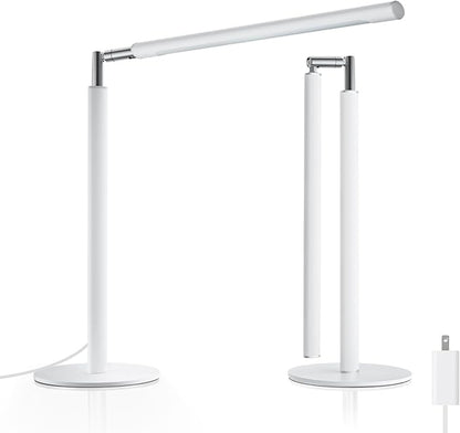 SIBRILLE White LED Desk Lamp, 16" Dimmable Metal Desk Light with Base, 15W 1200LM, Adapter Included, Color & Brightness Adjustable, Modern Tall Table Lamp for Home Office Reading Study Task Laptop