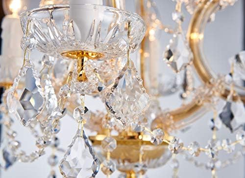 Saint Mossi 4 Light Crystal Maria Theresa Gold Chandelier Light Fixture,Modern Chandelier Crystal Chandelier for Bedroom,Dining Room,Living Room,H17 x W18,Adjustable Chain