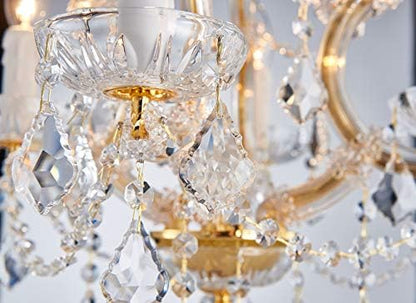 Saint Mossi 4 Light Crystal Maria Theresa Gold Chandelier Light Fixture,Modern Chandelier Crystal Chandelier for Bedroom,Dining Room,Living Room,H17 x W18,Adjustable Chain