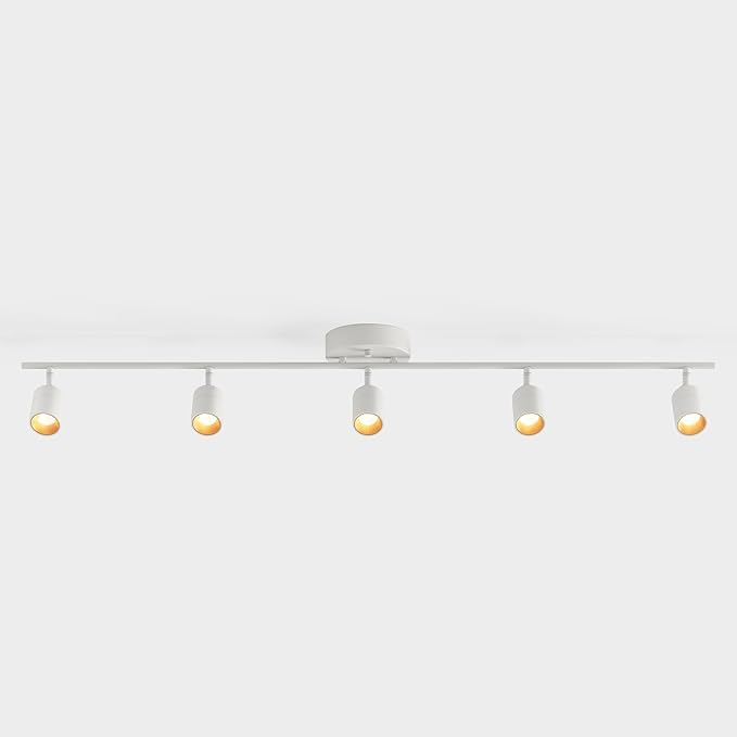 Shura White 5-Light Track Light with Adjustable Heads, Integrated LED Bulbs, 4 ft. Track Lighting Kit Ceiling Light, 3000k, 2450 Lumens