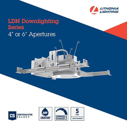 Lithonia Lighting LDN 6 in. New Construction LED Downlight, Non-IC LED Housing, 1000LM, 3500K, 10% 0-10V Dimming (LDN6 35/10 MVOLT GZ10 HSG)