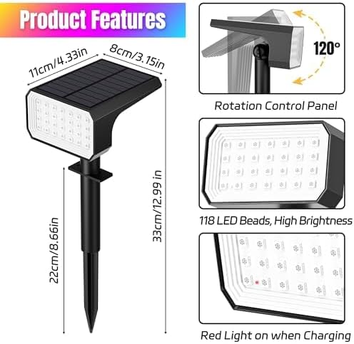 Solar Spot Lights Outdoor Color Changing, [10 pack/28 LED] 7 Modes Auto On/Off Solar Landscape Spotlights, Ip67 Waterproof Solor Powered Pathway Lights for Outside Yard Garden Walkway Tree Patio