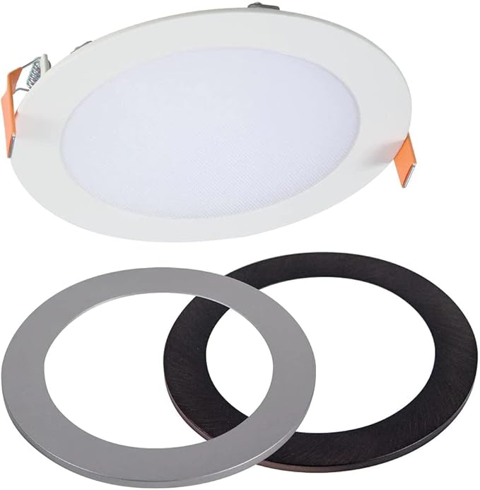 HALO HLB Recessed Lighting 6 Inch LED Thin Canless, Dimmable w/Selectable Color Temperatures with 2 Trims -HLB6099FS1EMWR-2TR