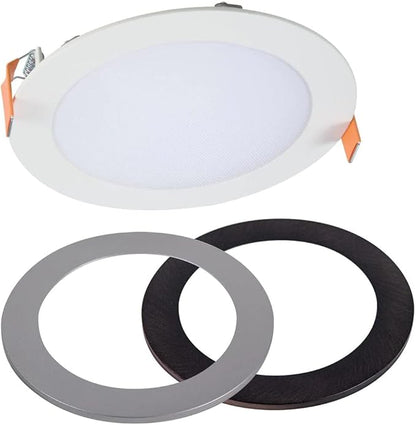 HALO HLB Recessed Lighting 6 Inch LED Thin Canless, Dimmable w/Selectable Color Temperatures with 2 Trims -HLB6099FS1EMWR-2TR