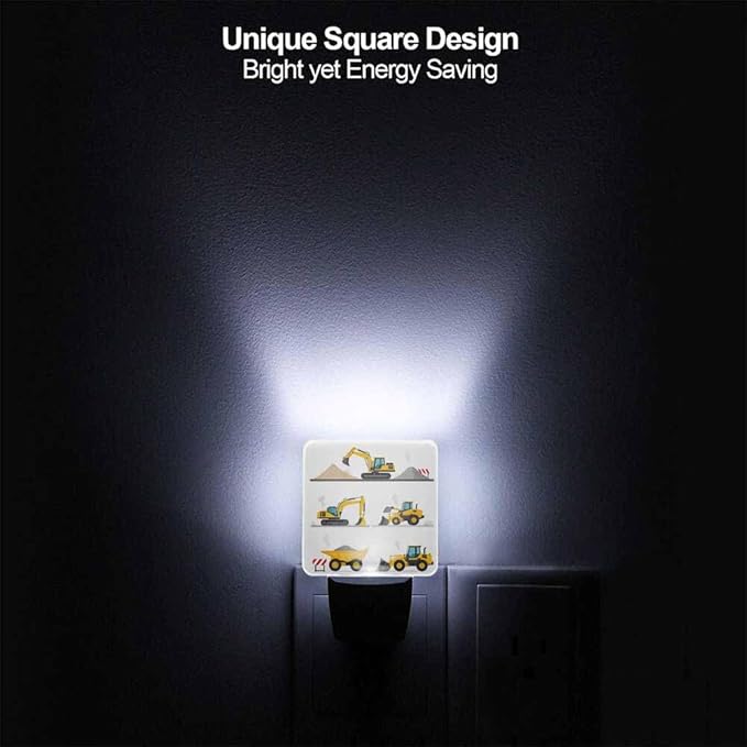 Engineering Vehicles LED Night Lights Plug into Wall Different Types on The Ground 0.5W Plug in Night Light, Dusk to Dawn, Bright Nightlight Auto On/Off, for Room Bedroom Bathroom