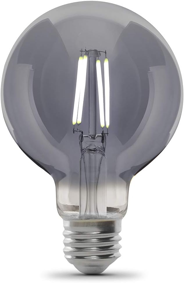 Feit Electric Vintage Exposed Filament Smoke Glass LED G25 with a Medium E26 Base Light Bulb - 60W Equivalent - 10 Year Life - 150 Lumen - 5000K Daylight - Dimmable | Original Vintage
