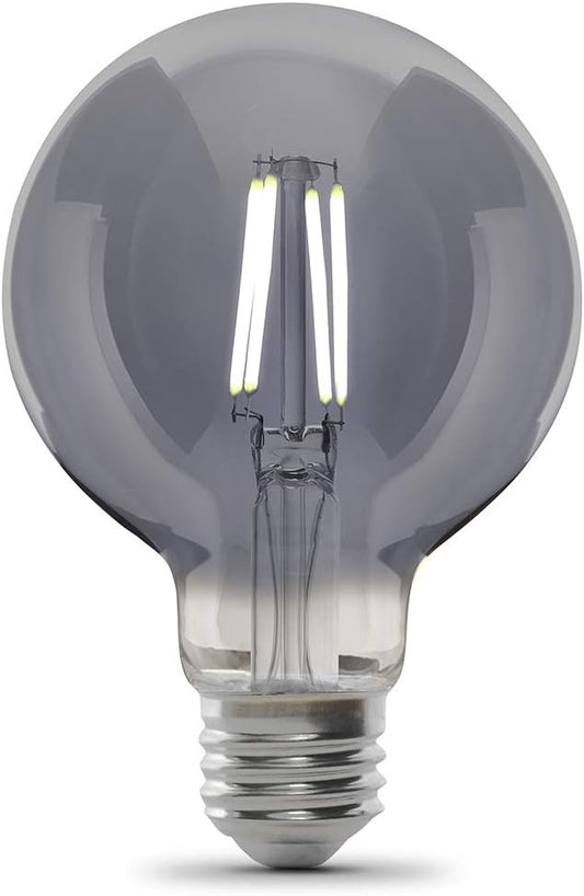 Feit Electric Vintage Exposed Filament Smoke Glass LED G25 with a Medium E26 Base Light Bulb - 60W Equivalent - 10 Year Life - 150 Lumen - 5000K Daylight - Dimmable | Original Vintage