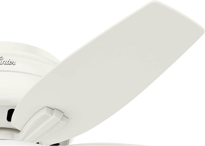 Hunter 42 inch Indoor Ceiling Fan with LED Light - White Ceiling Fan with Pull Chain, For Bedroom or Living Room, Low Profile Flush Mount, No Remote, 5 Blades - Newsome 51080, Fresh White
